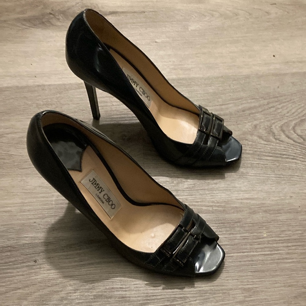 Jimmy Choo Black Peep Toe Heels